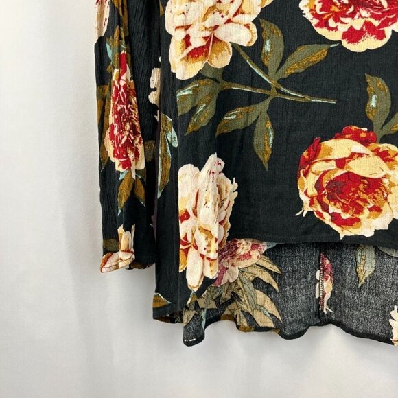 AUDREY 3+1 Womens Multicolor Floral Keyhole Neck Long Sleeve Tunic Blouse Sz S/M - Picture 7 of 9